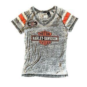 Harley-Davidson Women’s Graphic Tee Rhinestone Logo Gray Size M